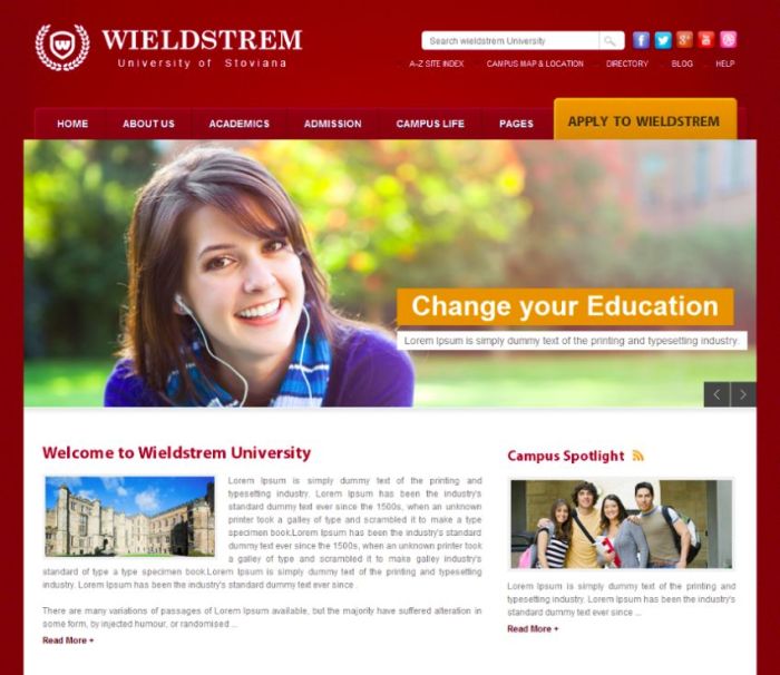 Contoh desain web universitas